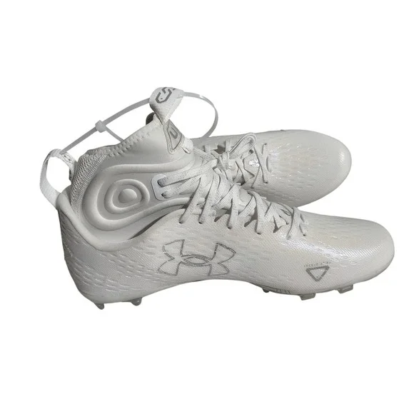 Under Armour Spotlight Mens White Silver Football Cleats Mid Top Size 12